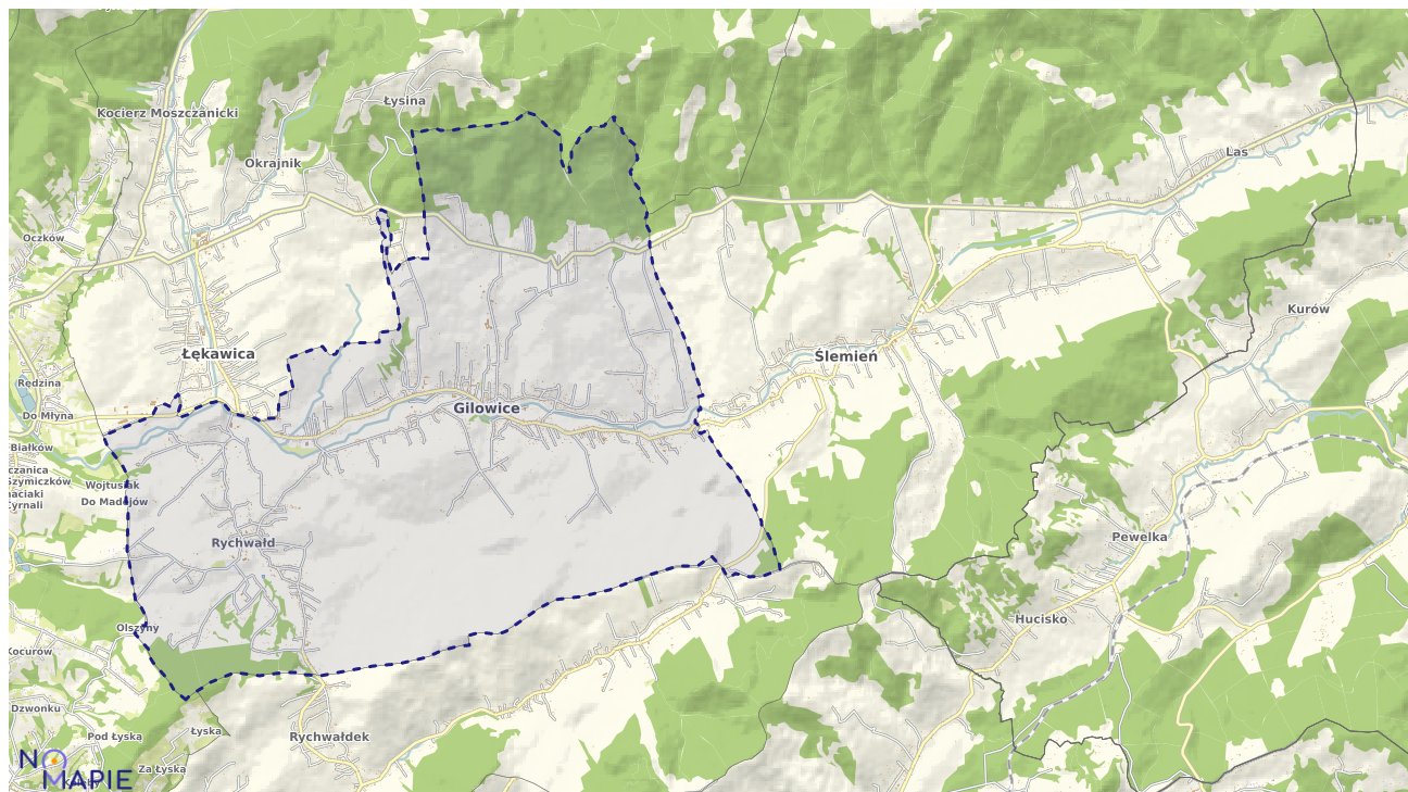 Mapa obszarów ochrony przyrody Gilowic